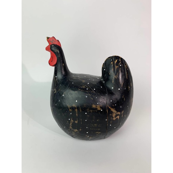 Vintage Hand-Painted Wood Rooster Sculpture - Unique and Charming - Picture 2 of 7